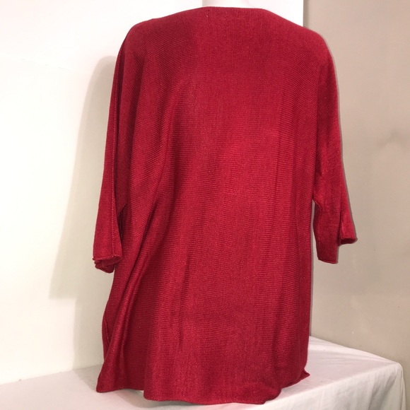 Isabella D. Ruby Red Sparkle Modal Long Sleeve Top - Picture 7 of 11